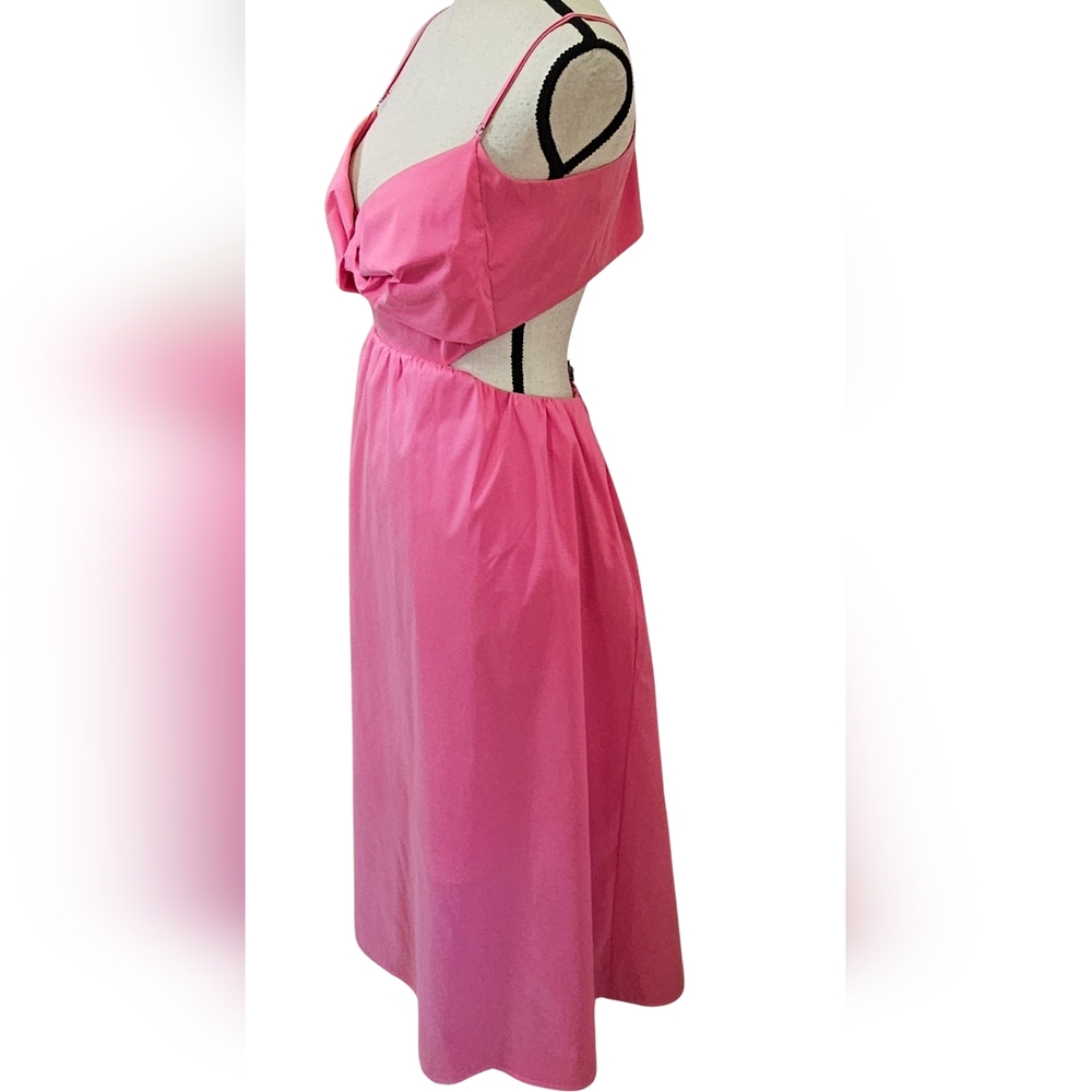 J.Crew Pink Bow-Front Midaxi Dress With Cut-Out Smocked Back,Size 18,NWT - Picture 7 of 16